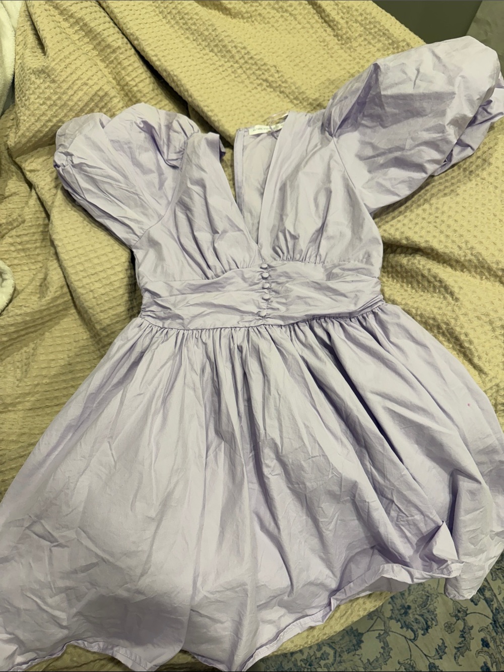 Lilac Puff-Sleeve Party Dress